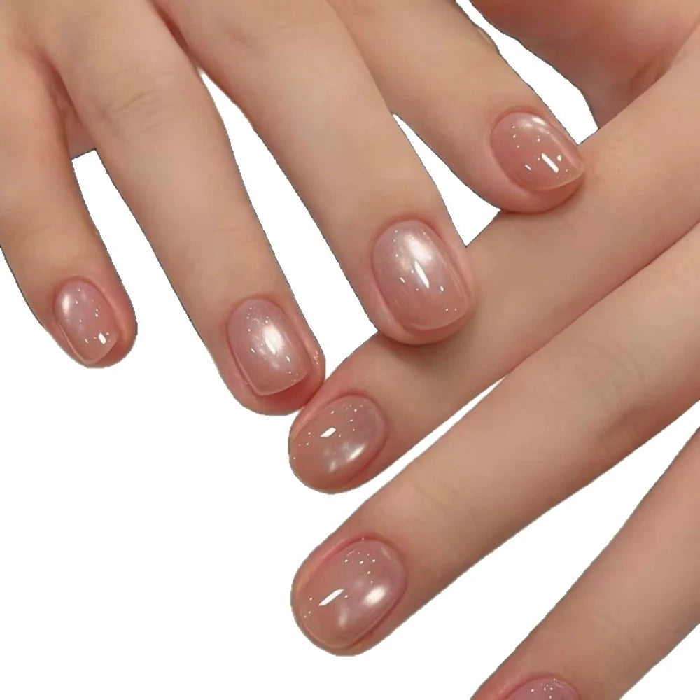 Gel Nail Enhancements Glossy Cat Eye Finish