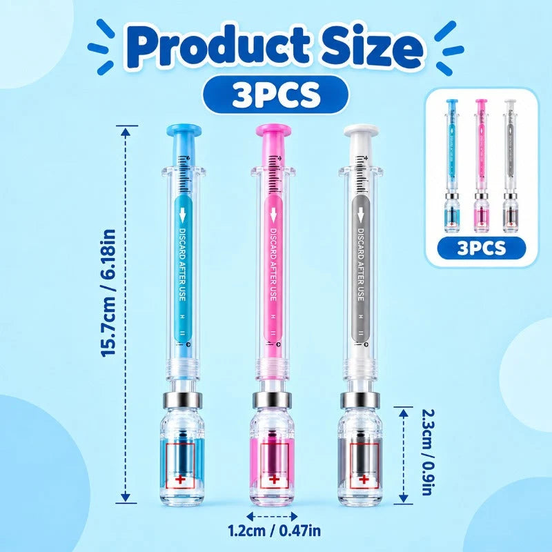 Gel Pens Syringe-Inspired Fine Tip Set of 3