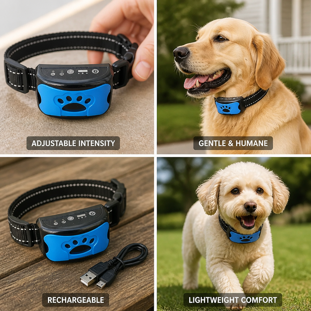 Gentle Vibration Rechargeable Dog Collar (Adjustable Intensity)