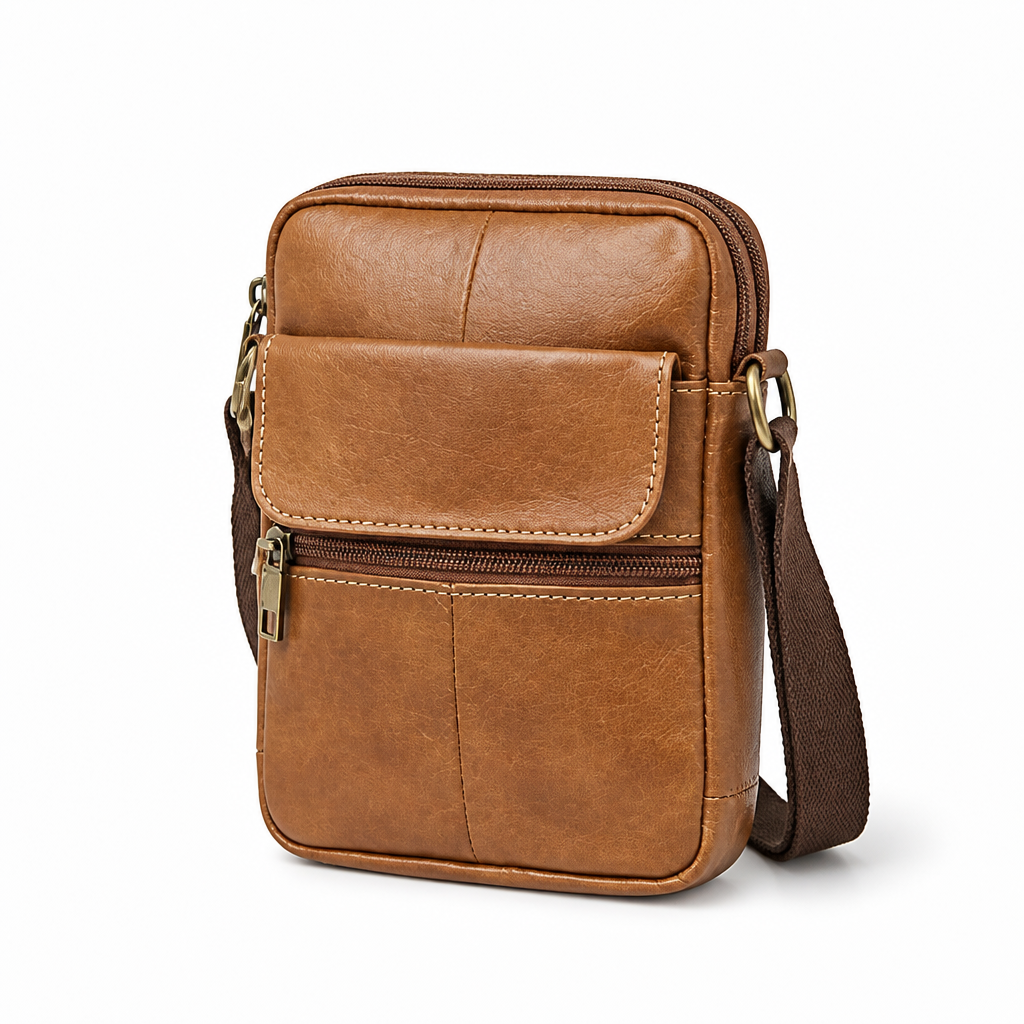 Genuine Leather Multi-Compartment Crossbody Bag