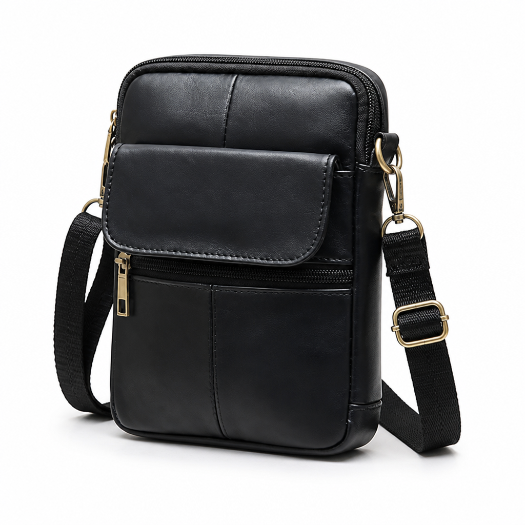 Genuine Leather Multi-Compartment Crossbody Bag