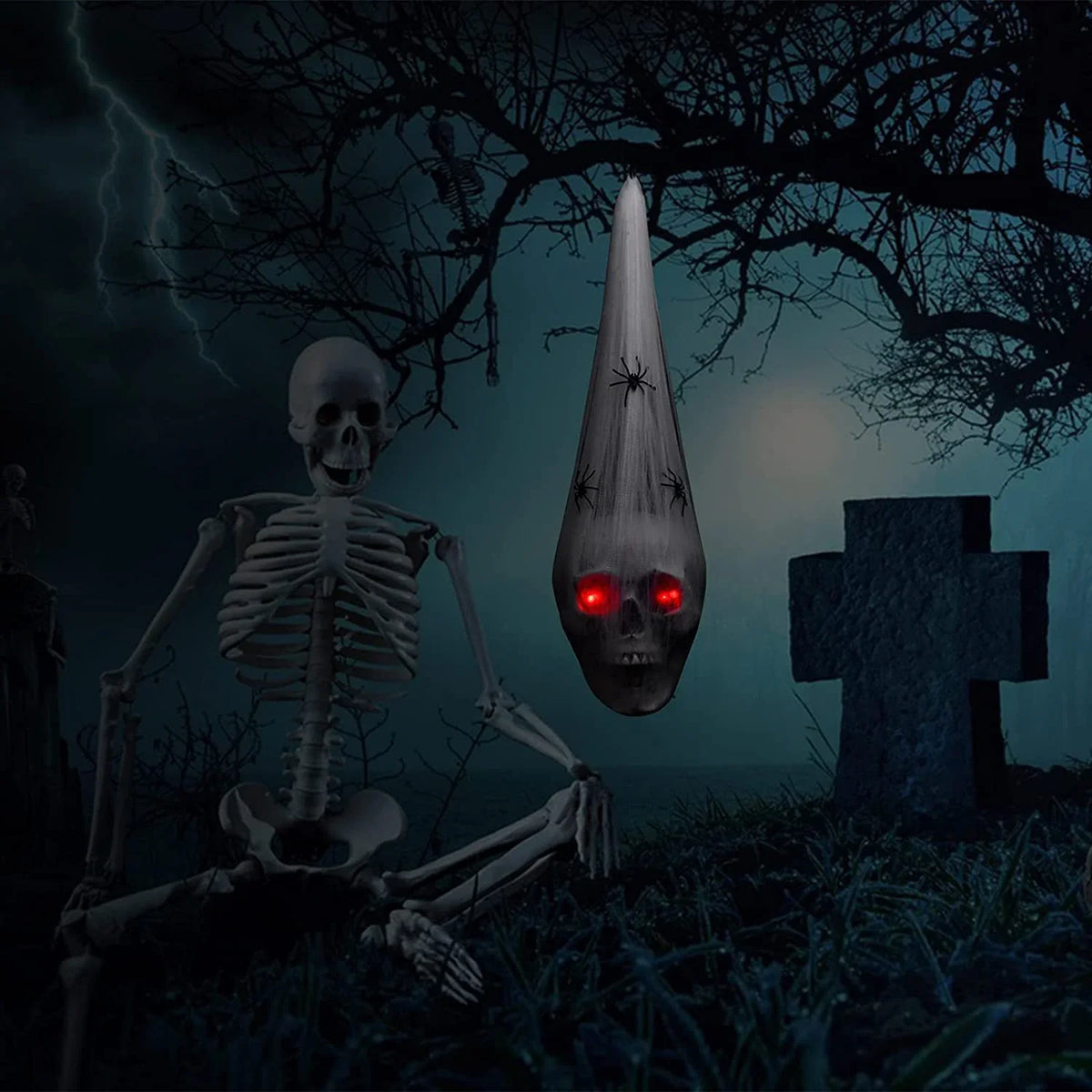 Ghost Decoration Light-Up Red Eyes Weatherproof