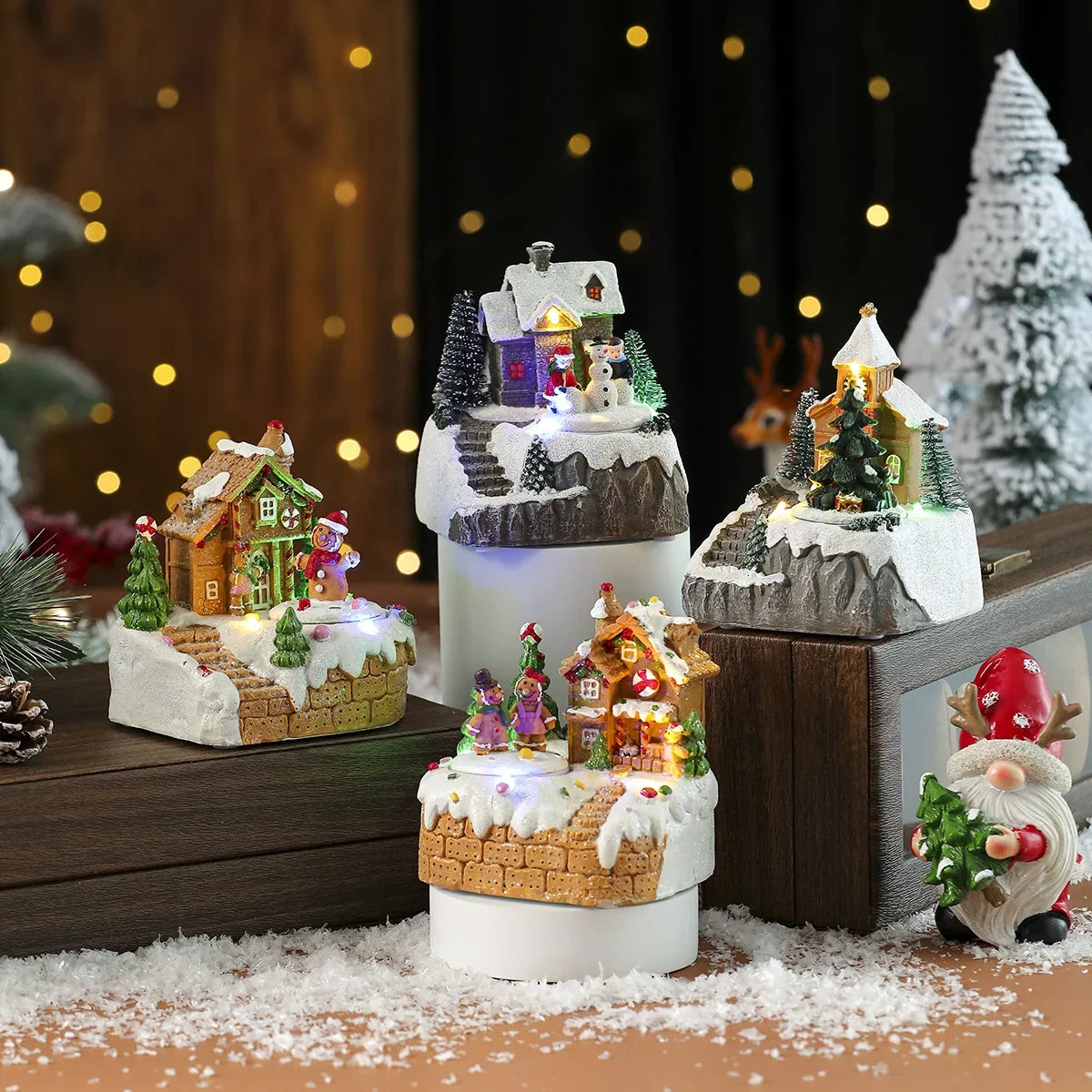 Gingerbread House Centerpiece Built-In LED & Candy Accents