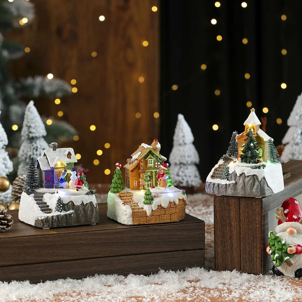 Gingerbread House Centerpiece Built-In LED & Candy Accents