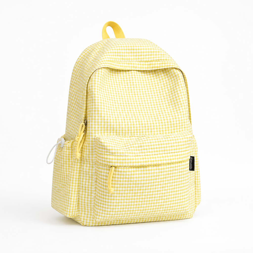 Gingham Print Multi-Pocket Kids Backpack