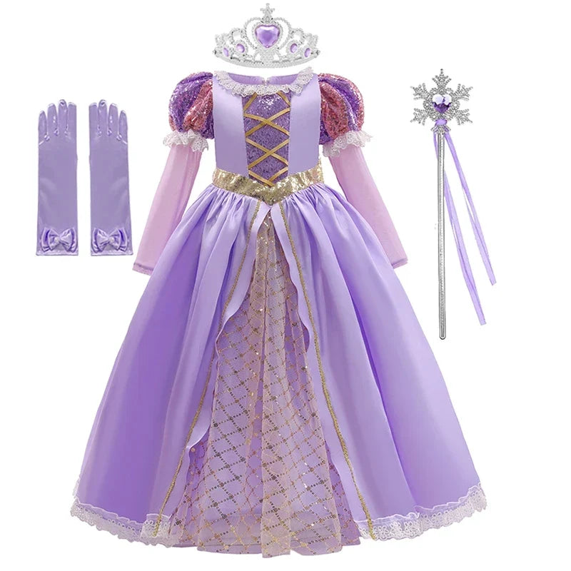 Girls Ball Gown Dress Applique Bodice Puff Sleeves