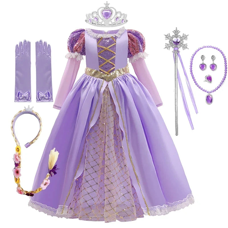Girls Ball Gown Dress Applique Bodice Puff Sleeves