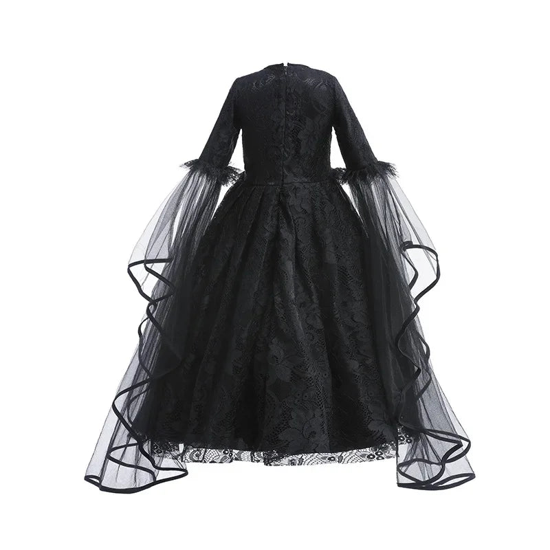 Girls Cosplay Dress Lace Ruffle Breathable Polyester Mid Calf