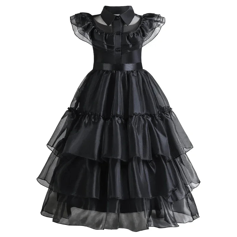 Girls Dress Layered Cake Silhouette & Breathable Mesh