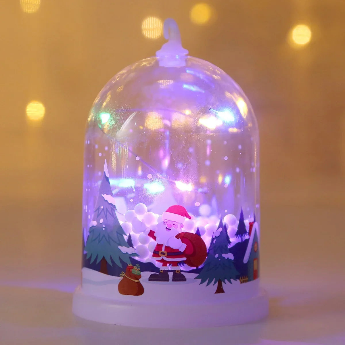 Glass Dome Santa Snow Scene Warm White LED