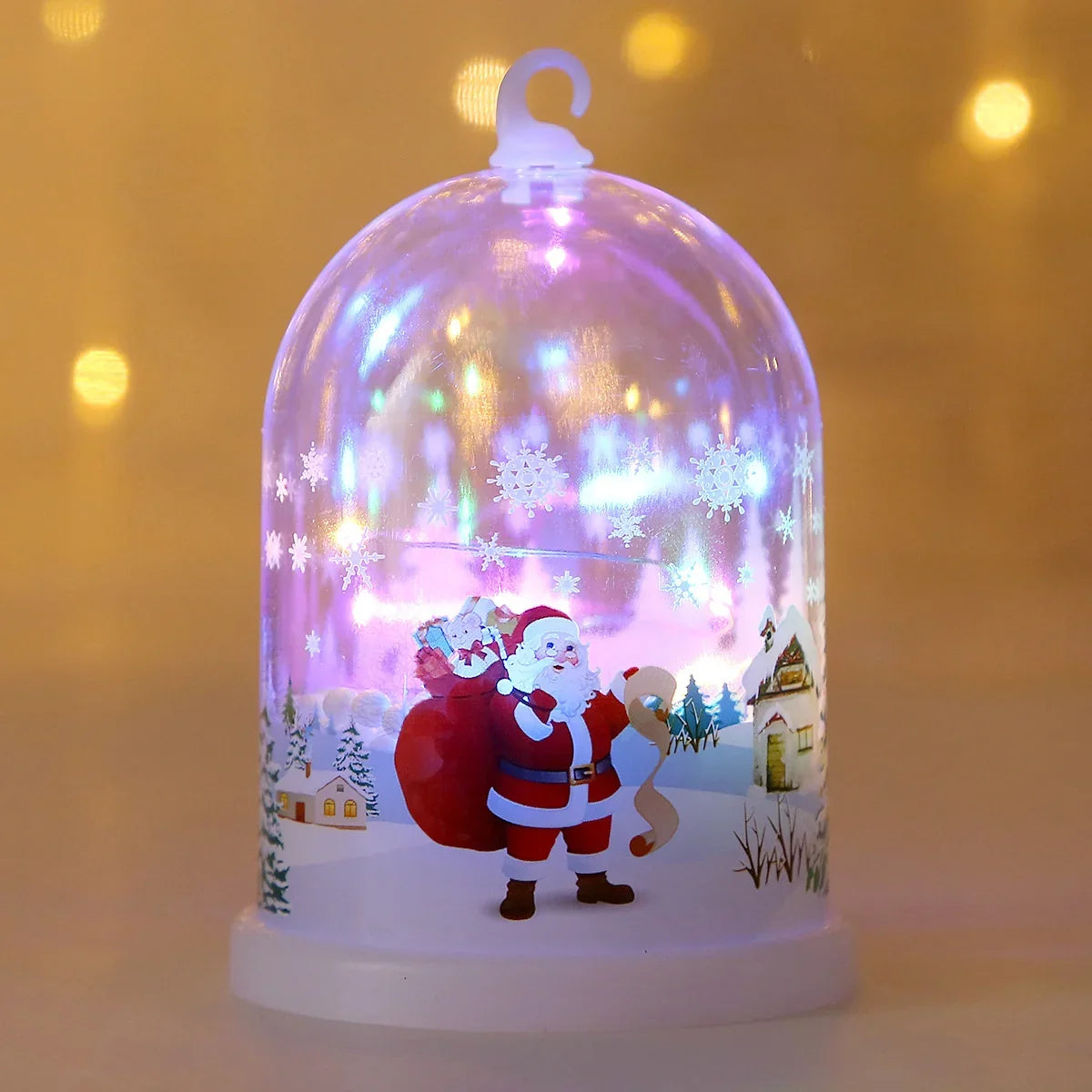 Glass Dome Santa Snow Scene Warm White LED