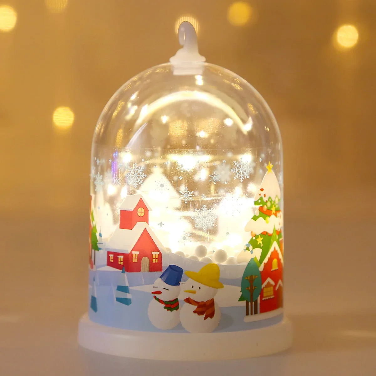 Glass Dome Warm White LED Santa Snow Scene