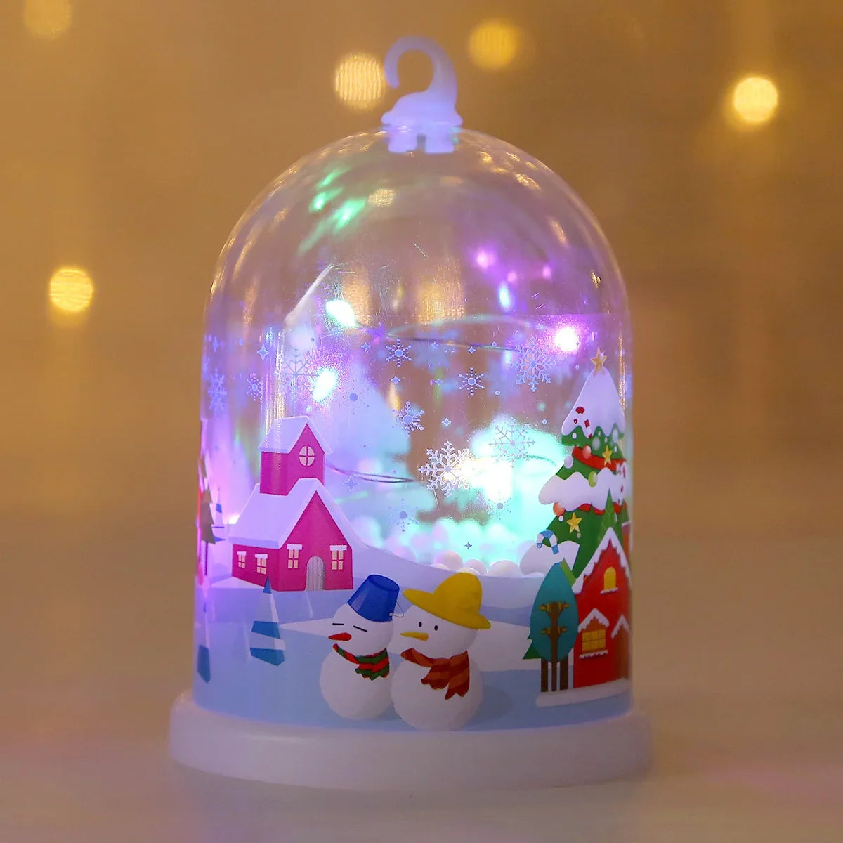 Glass Dome Warm White LED Santa Snow Scene