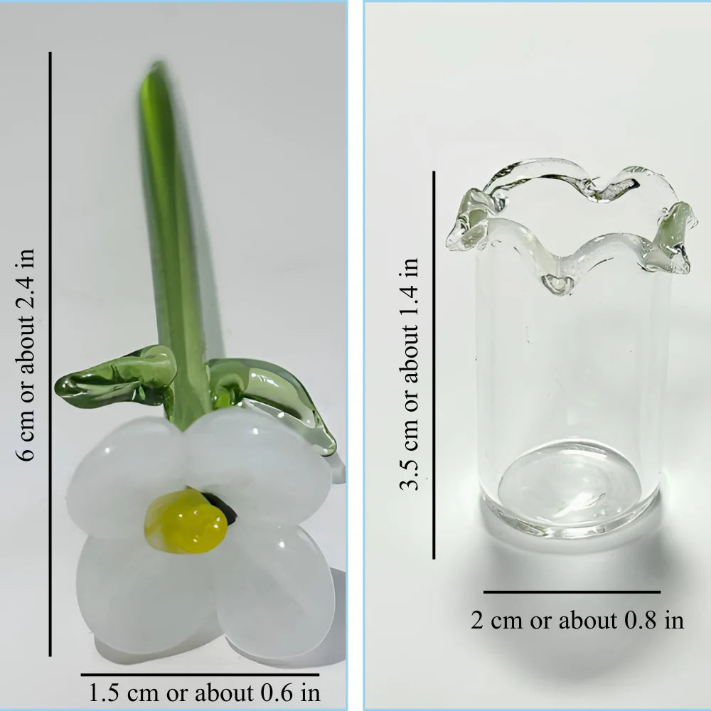 Glass Flower Bouquet Mini Colored Glaze Vase Included