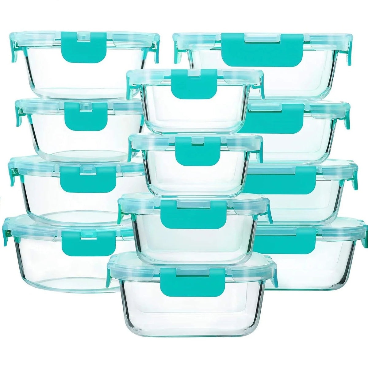 Glass Food Containers Borosilicate Stackable Airtight Clip Lids