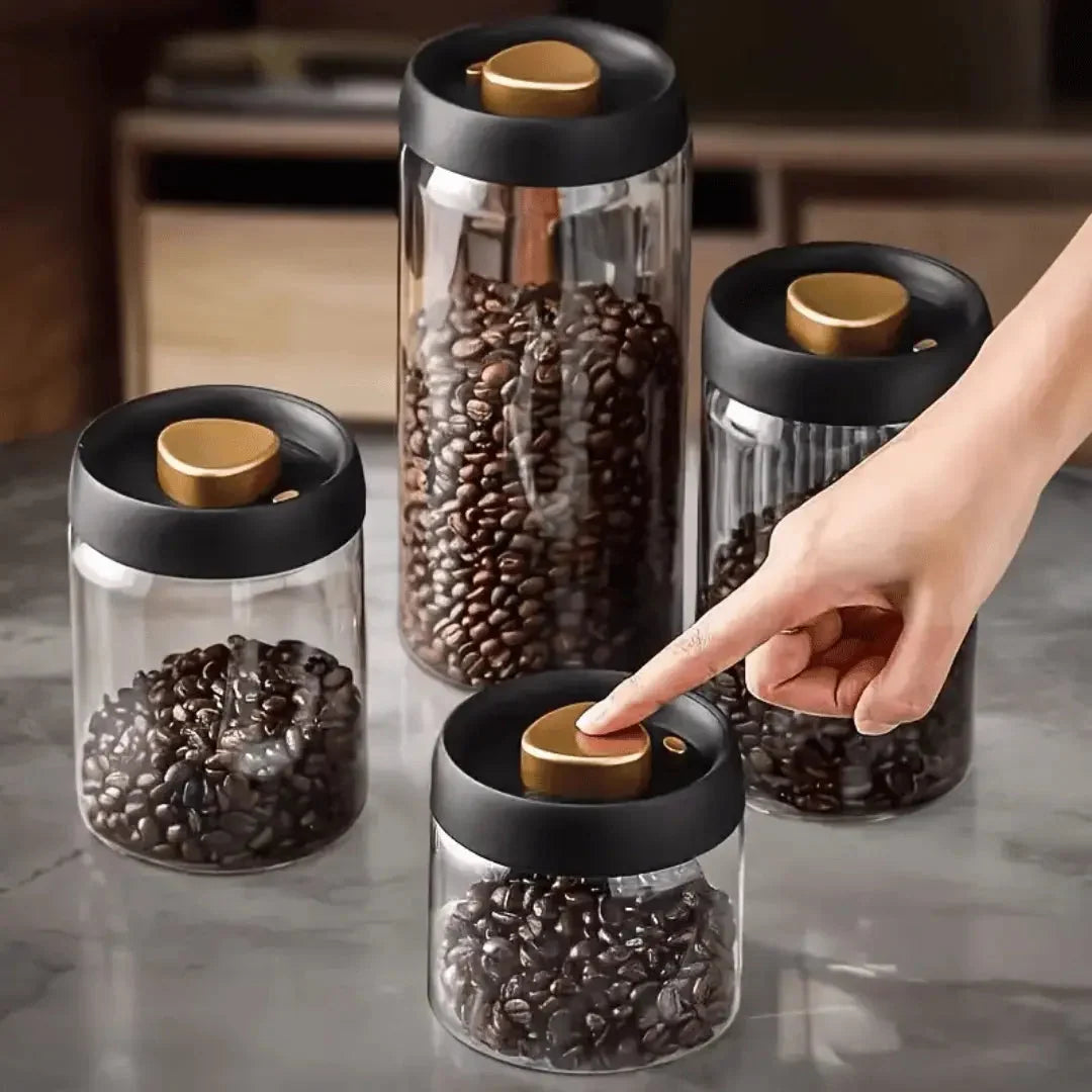 Glass Food Storage Canister Airtight Press-Seal Lid Clear Glass
