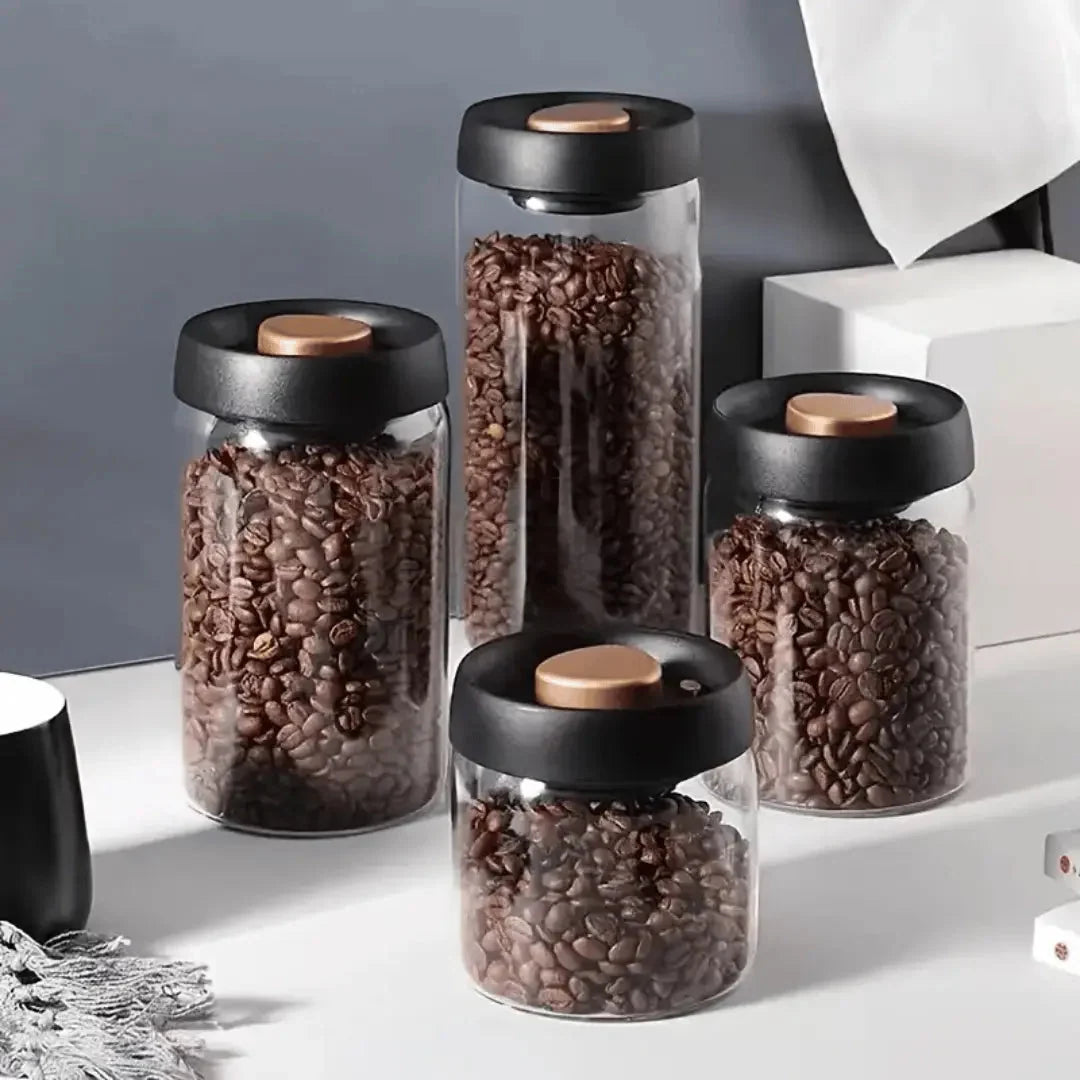 Glass Food Storage Canister Airtight Press-Seal Lid Clear Glass