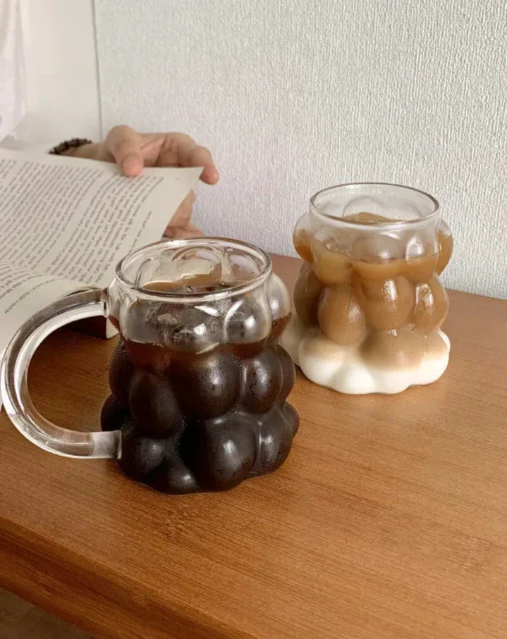 Glass Mug Heat-Resistant Irregular Bubble Design 10.1 Fl Oz