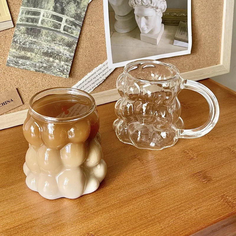 Glass Mug Heat-Resistant Irregular Bubble Design 10.1 Fl Oz