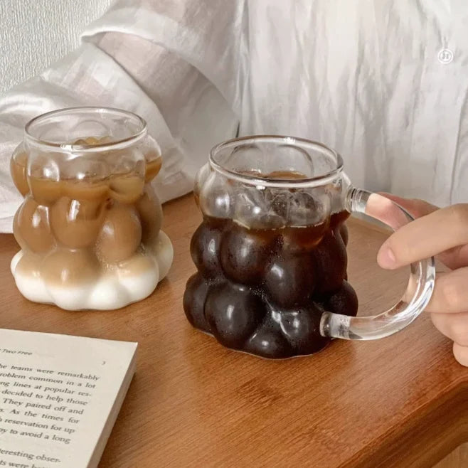 Glass Mug Heat-Resistant Irregular Bubble Design 10.1 Fl Oz