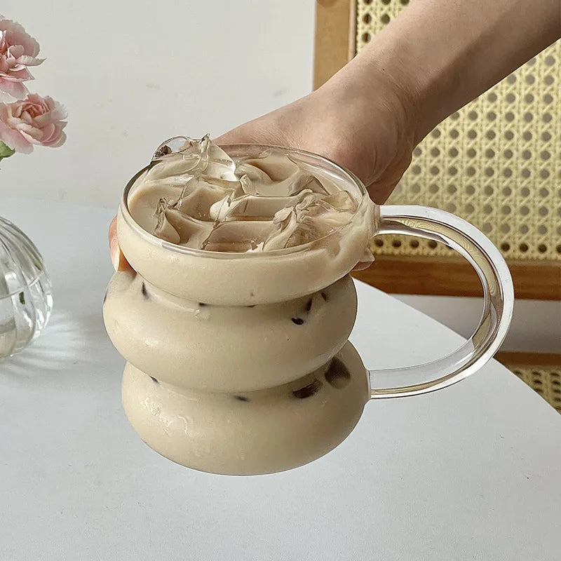 Glass Mug Heat-Resistant Irregular Bubble Design 10.1 Fl Oz