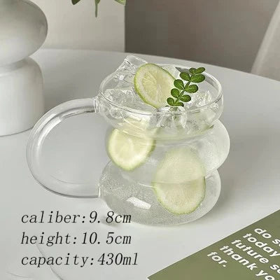 Glass Mug Heat-Resistant Irregular Bubble Design 10.1 Fl Oz