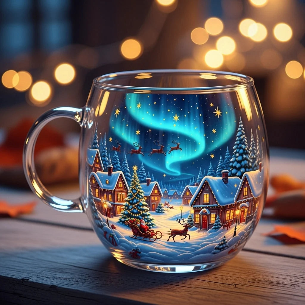 Glass Mug Heat-Resistant Winter Motif
