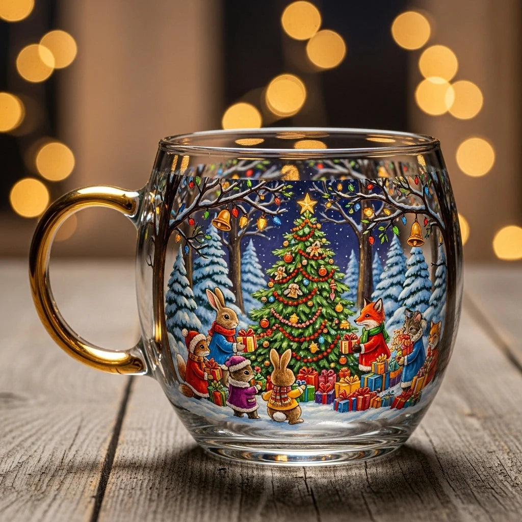 Glass Mug Heat-Resistant Winter Motif