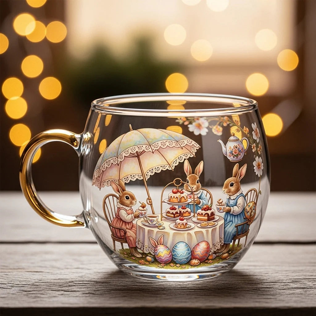 Glass Mug Heat-Resistant Winter Motif