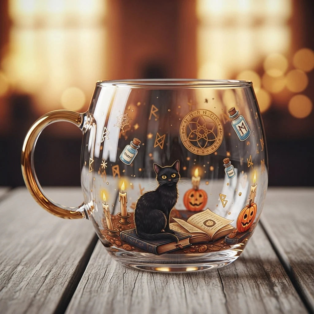 Glass Mug Heat-Resistant Winter Motif