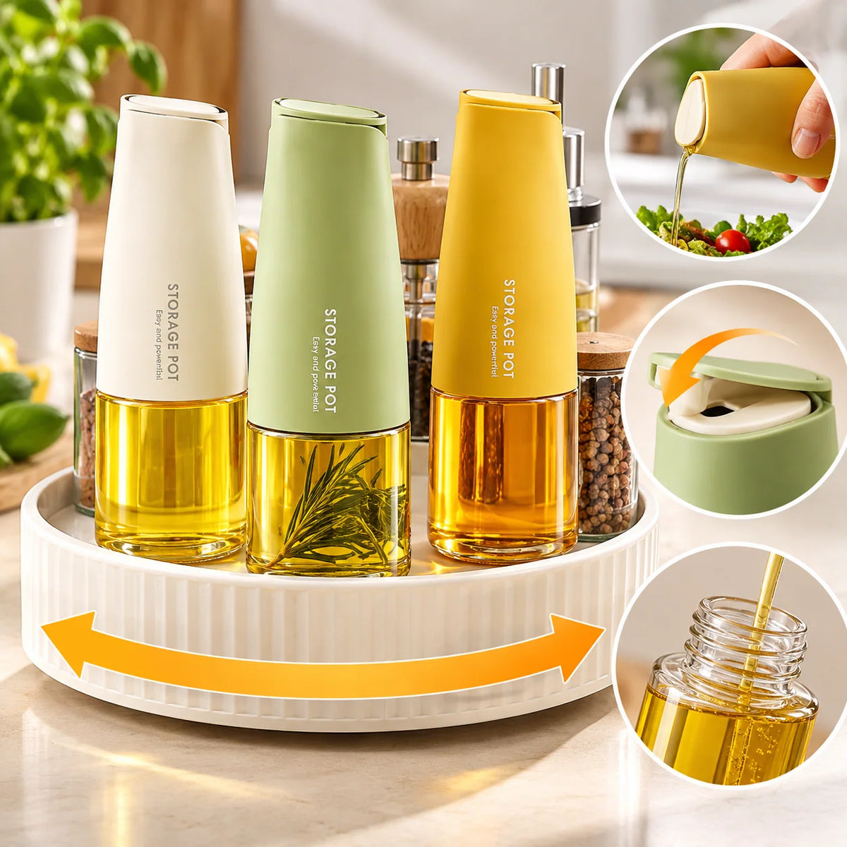 Glass Oil Pourer Drip-Free Spout 16.9 Oz Capacity