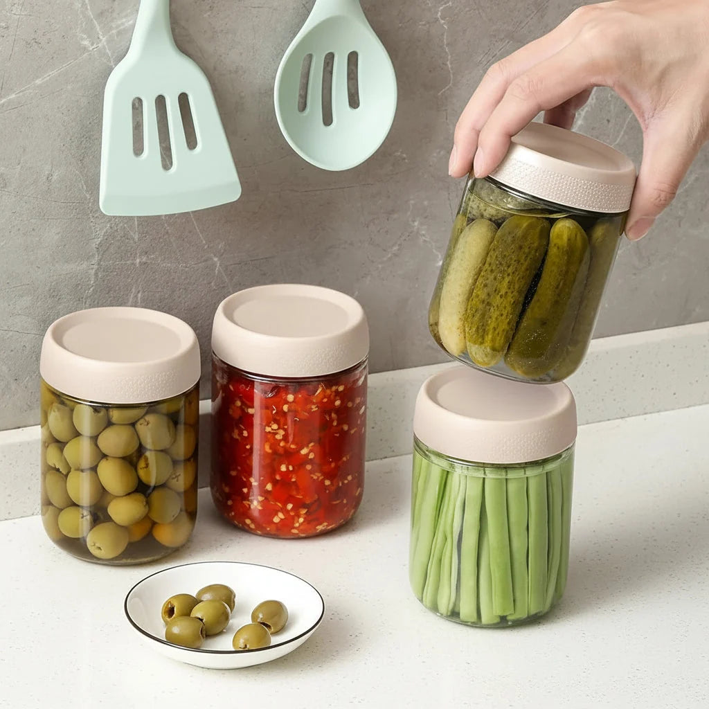 Glass Pantry Jars Airtight Clamp Lids Stackable Square