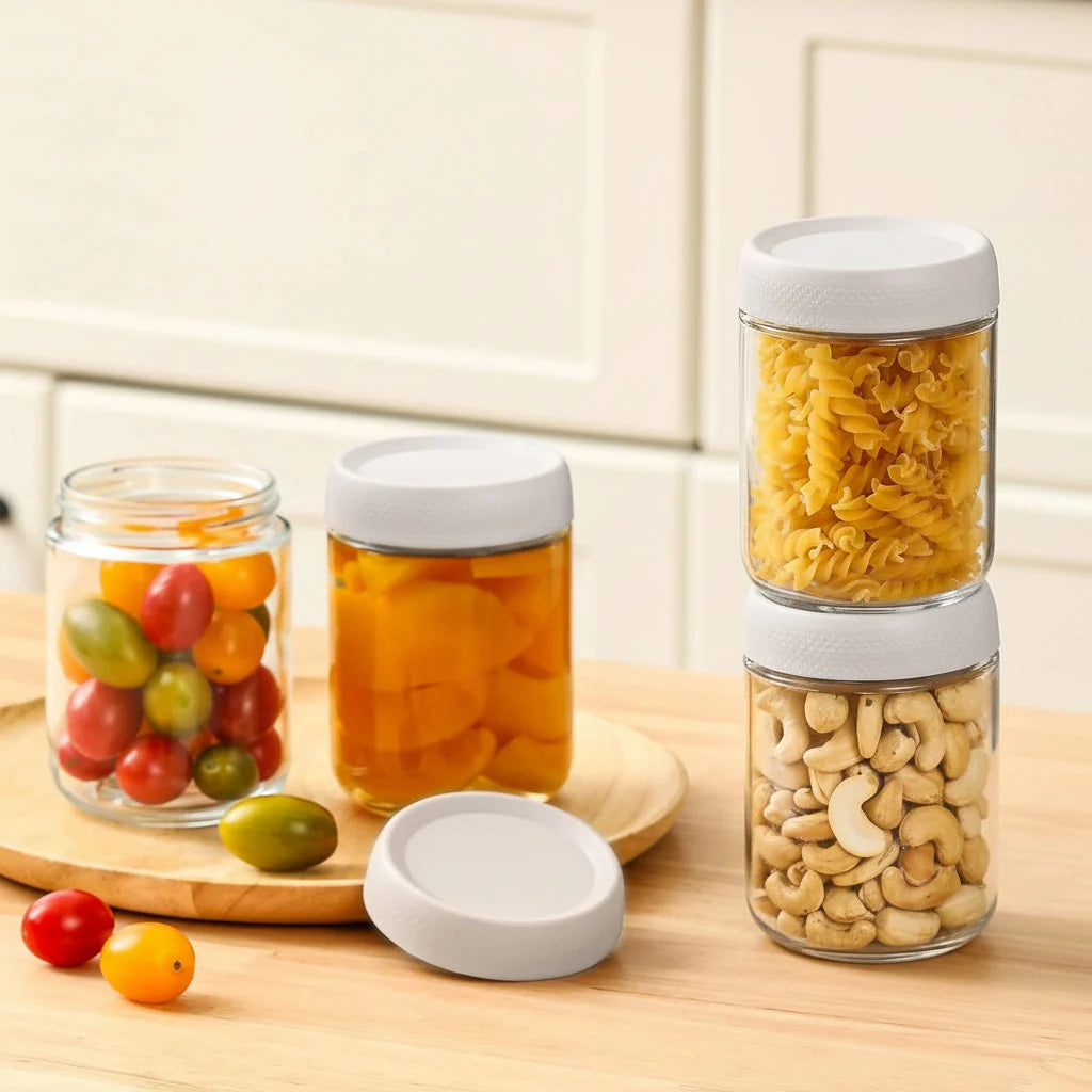 Glass Pantry Jars Airtight Clamp Lids Stackable Square