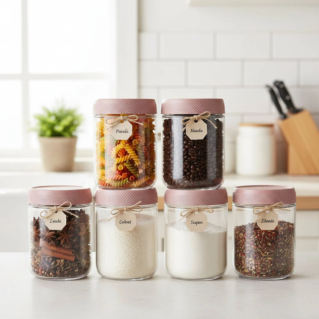 Glass Pantry Jars Airtight Clamp Lids Stackable Square