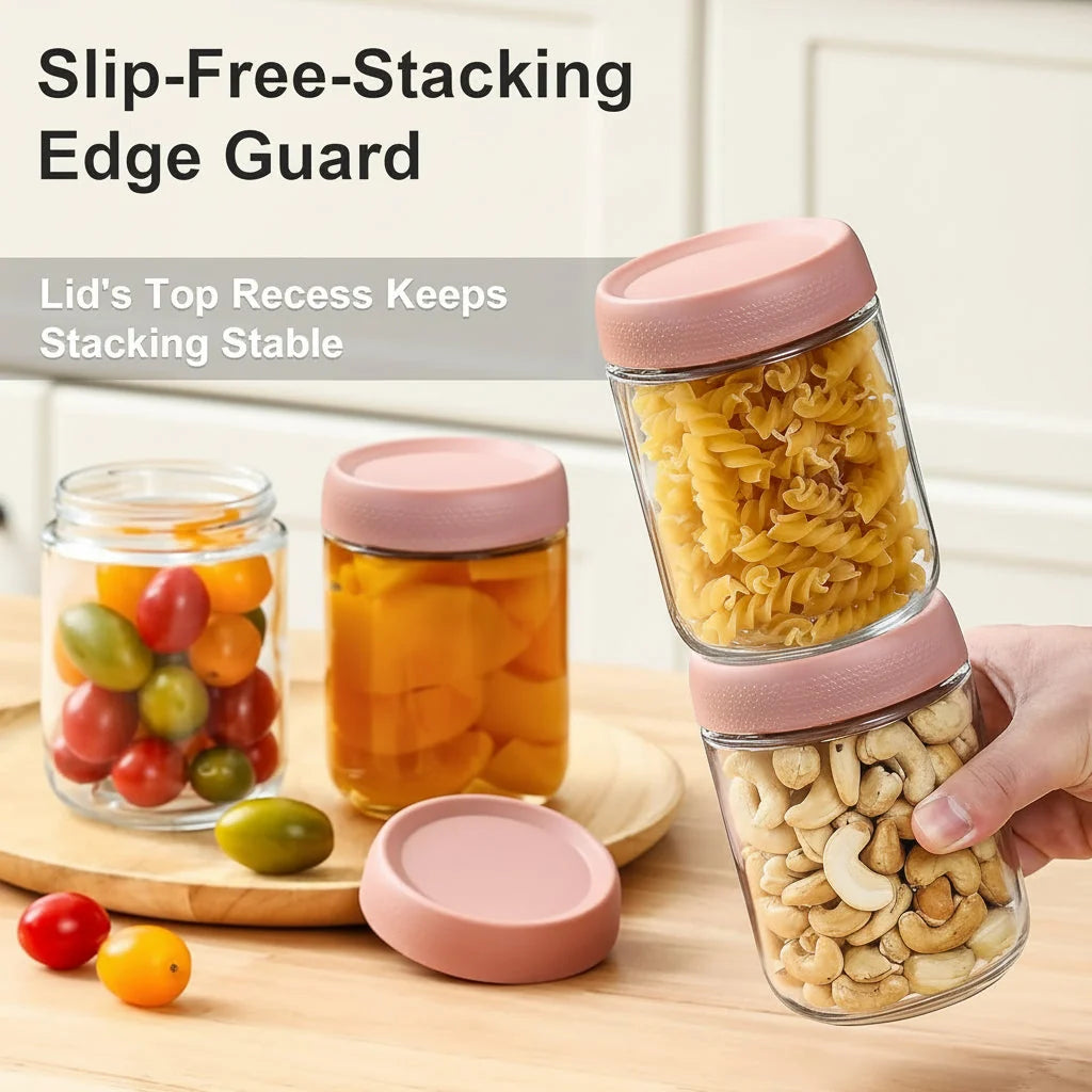 Glass Pantry Jars Airtight Clamp Lids Stackable Square