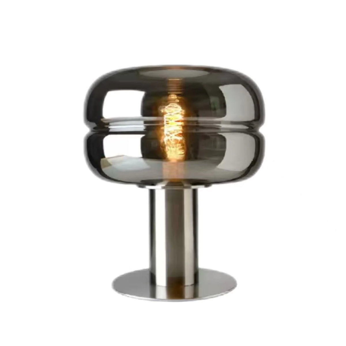 Glass Table Lamp Artisanal Glass Gold-Tone Base Soft Ambient Lighting