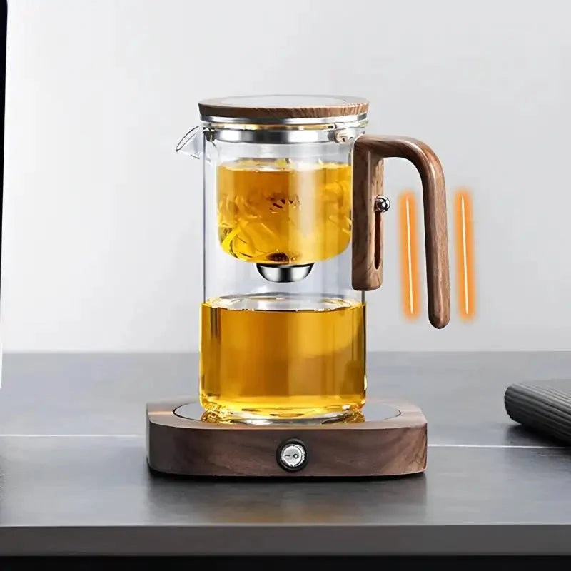 Glass Teapot Borosilicate With Removable Infuser & Wooden Handle