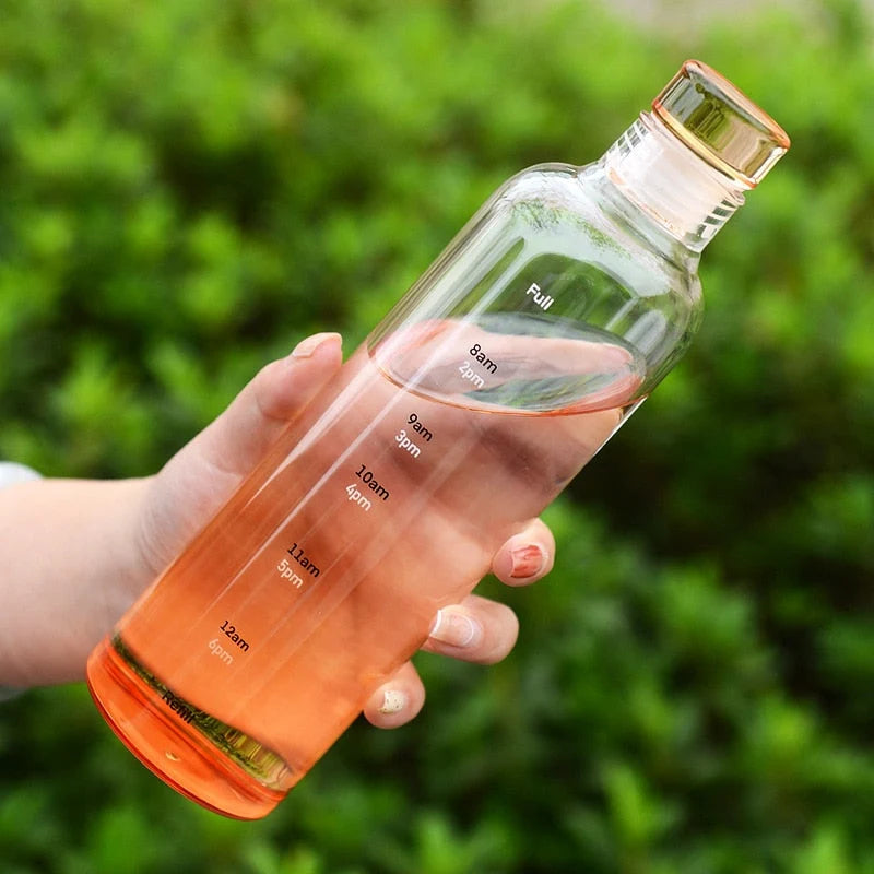 Glass Water Bottle Heat-Resistant Printed Time Scale