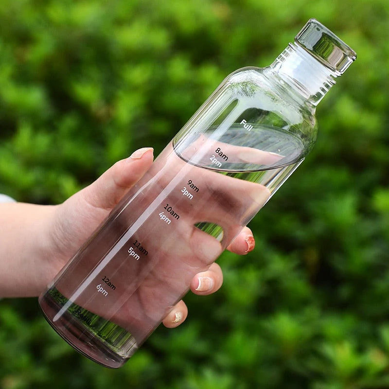 Glass Water Bottle Heat-Resistant Printed Time Scale