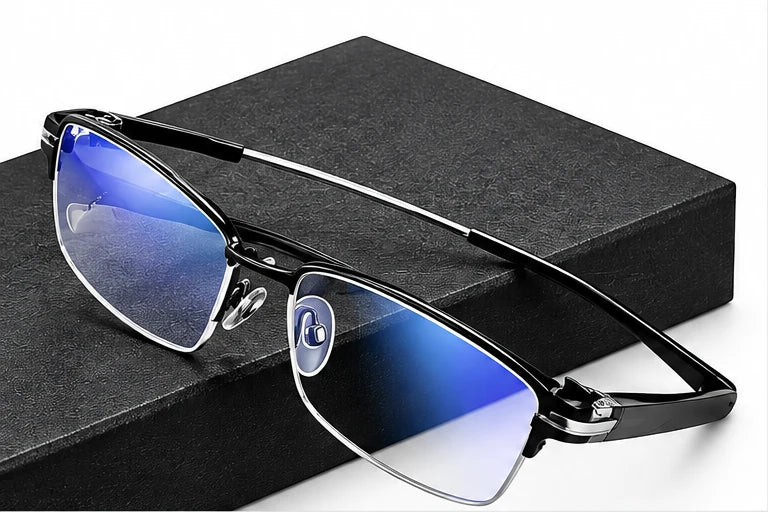 Glasses Multifocal Metal Frame Blue Light & UV Protection