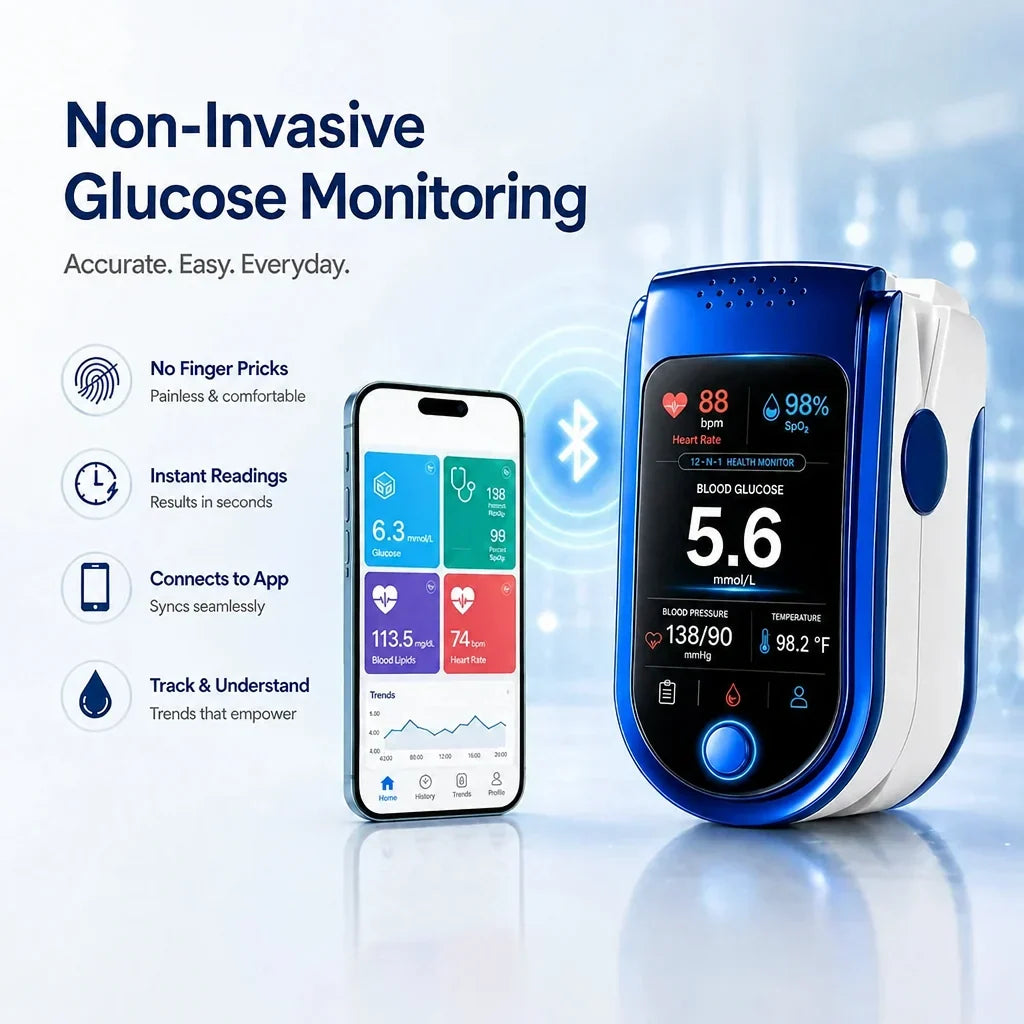 Glucose Monitor Non-Invasive Needle-Free