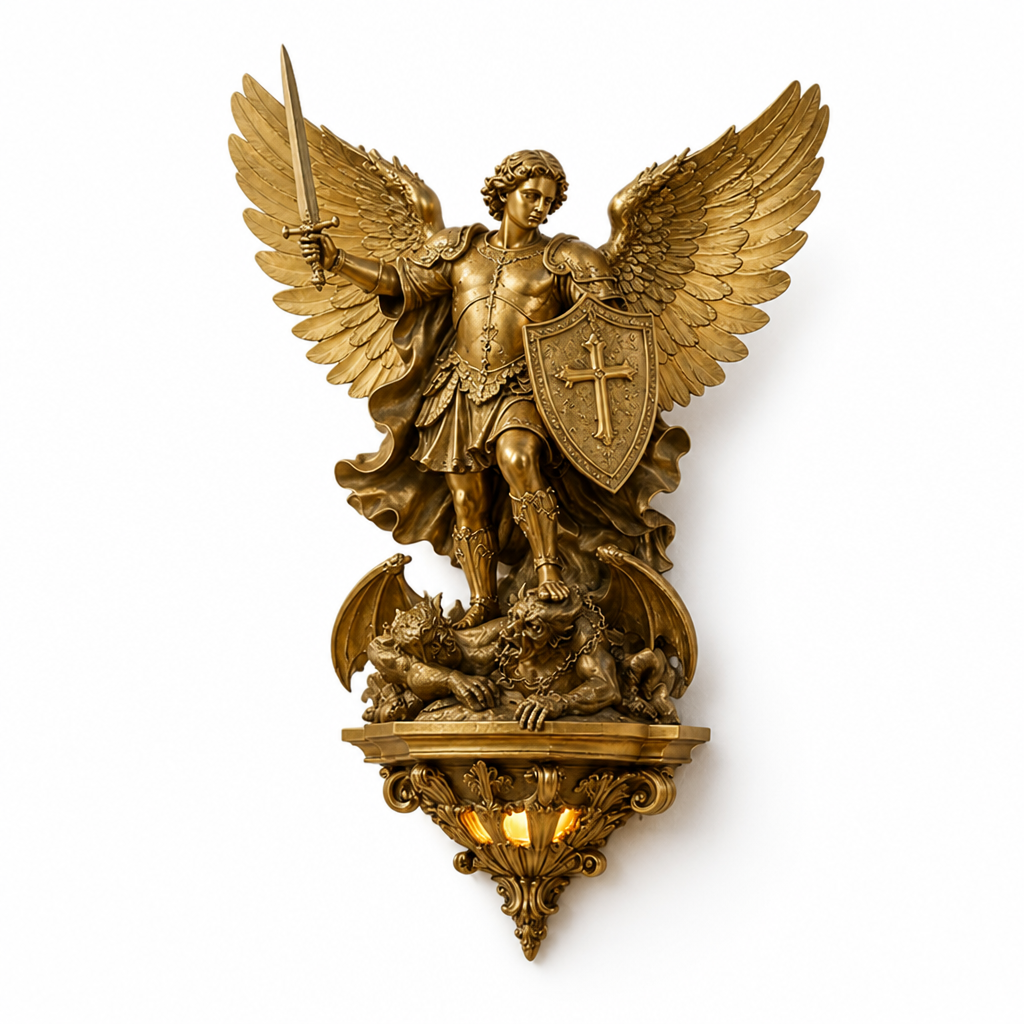 Gold Finish Integrated LED Wall Sconce (Archangel Michael)