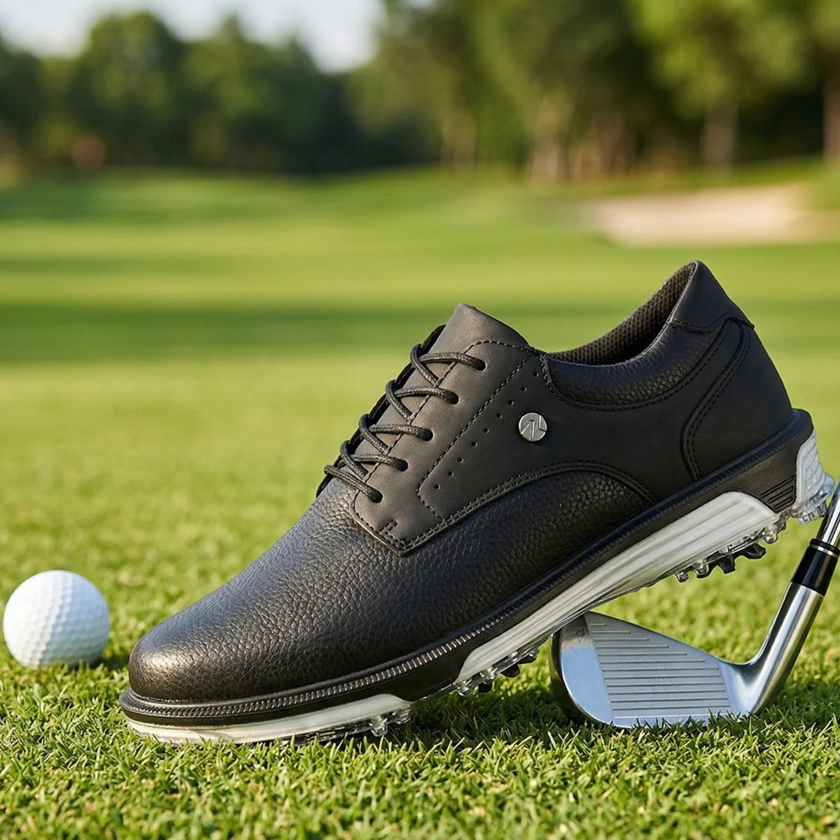 Golf Shoes Genuine Leather Waterproof Spiked Sole