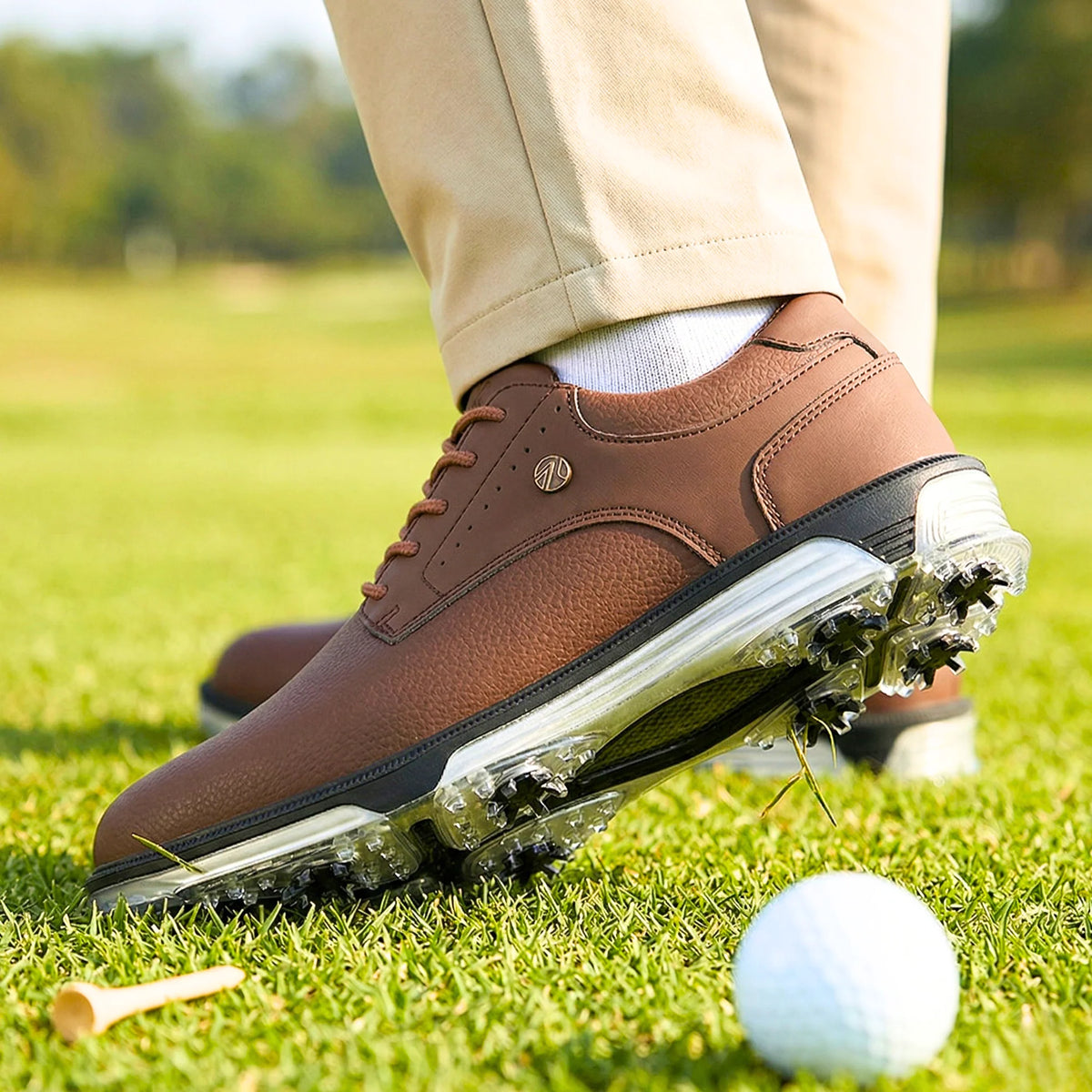 Golf Shoes Genuine Leather Waterproof Spiked Sole