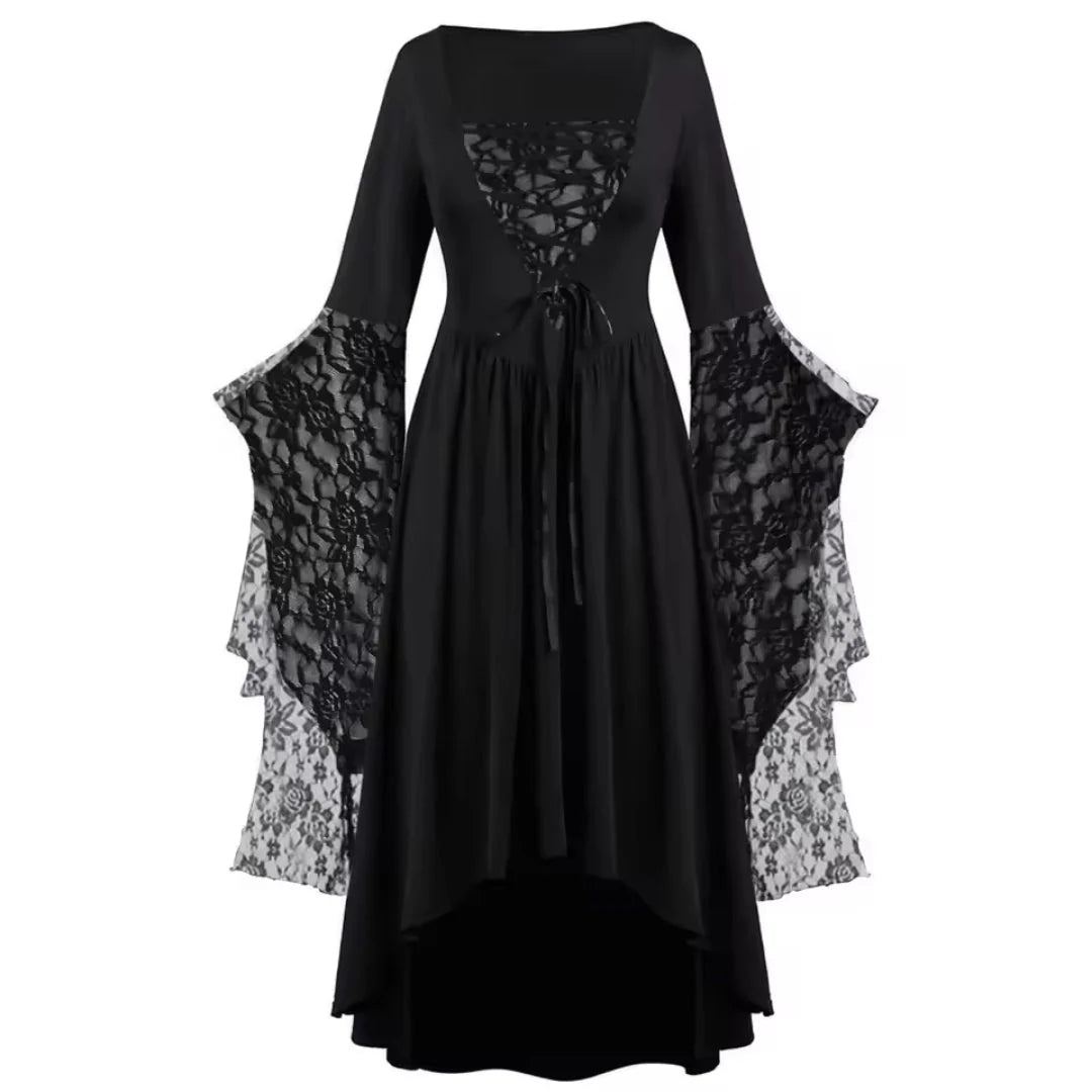 Gothic Costume Dress Vintage Layered Design Sheer Mesh Accents
