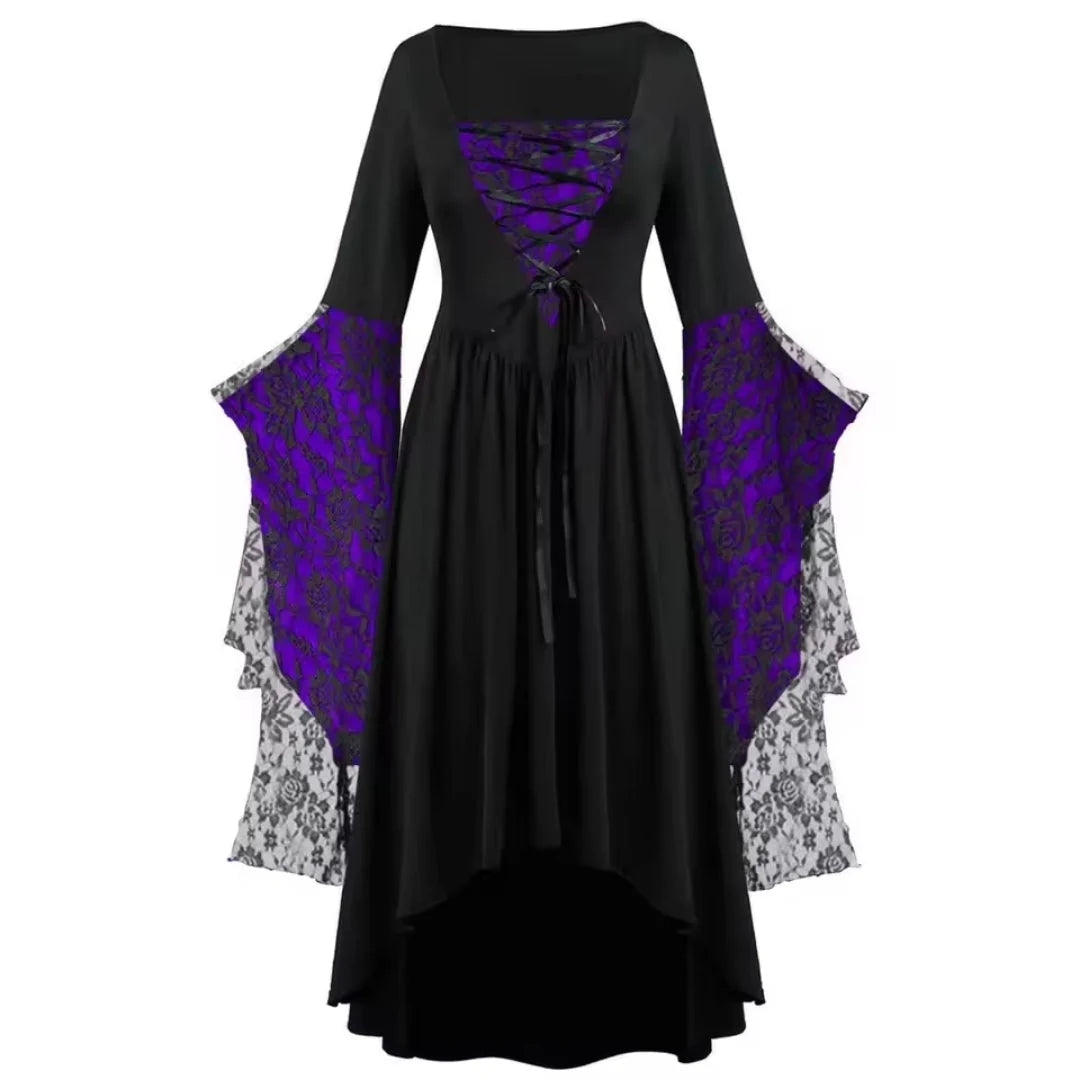 Gothic Costume Dress Vintage Layered Design Sheer Mesh Accents
