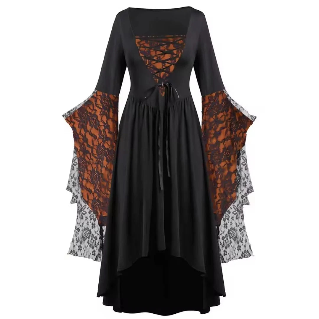Gothic Costume Dress Vintage Layered Design Sheer Mesh Accents