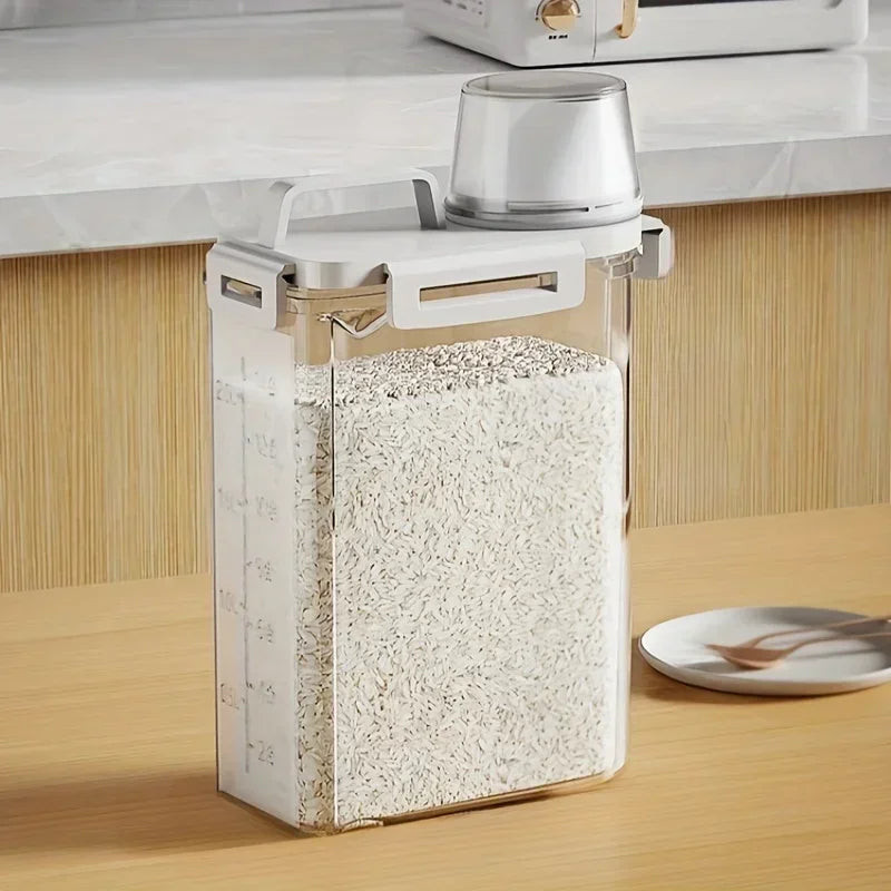 Grain Storage Dispenser Airtight Seal & Built-In Measuring Cup