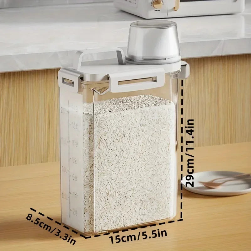 Grain Storage Dispenser Airtight Seal & Built-In Measuring Cup
