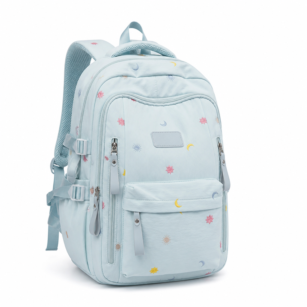 Graphic Multi-Pocket School Backpack (Padded Straps)